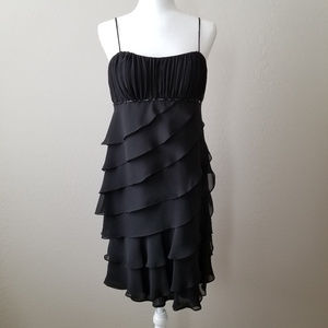 SL Fashions Tiered Black Flutter Cocktail Dress  8
